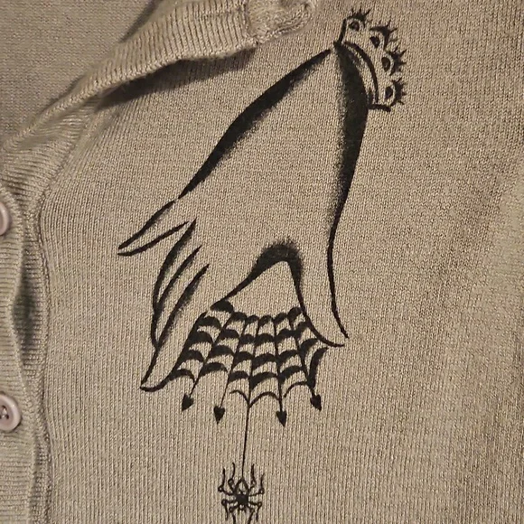 Micheif Made Gray Spiderweb Cardigan Sweater Lightweight Knit - Picture 4 of 7